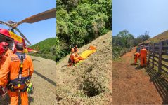 trabalhador-rural-e-resgatado-por-helicoptero-em-area-de-dificil-acesso-apos-ataque-de-bovino,-no-sul-de-minas